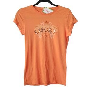 Peacelovemom lucky Mom Orange Short Sleeve Tee